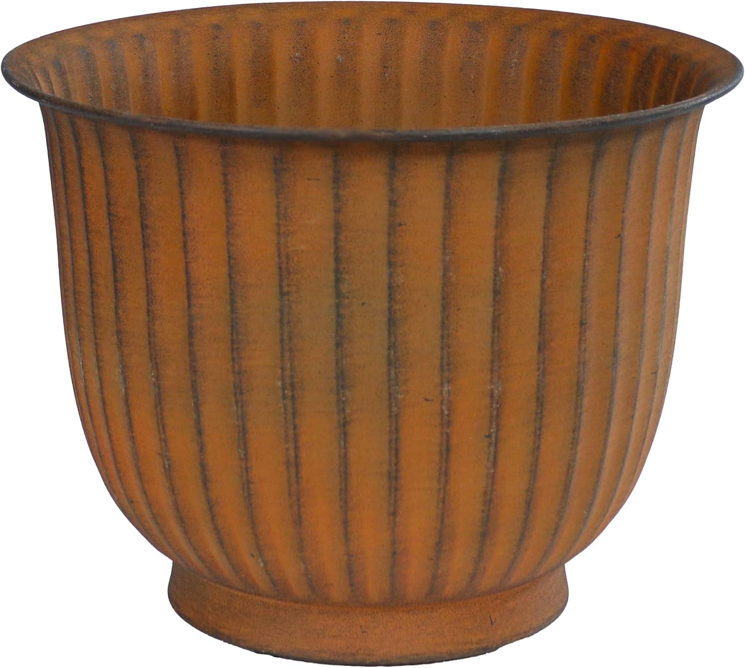 Sunnydaze Carlotta Metal Planter - 14.75 in - Matte Brown - Set of 2