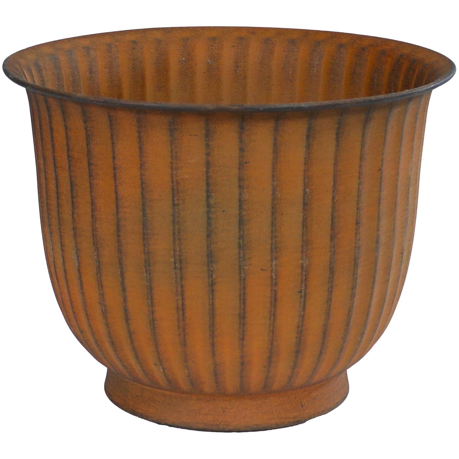 Sunnydaze Carlotta Metal Planter - 14.75 in - Matte Brown - Set of 2