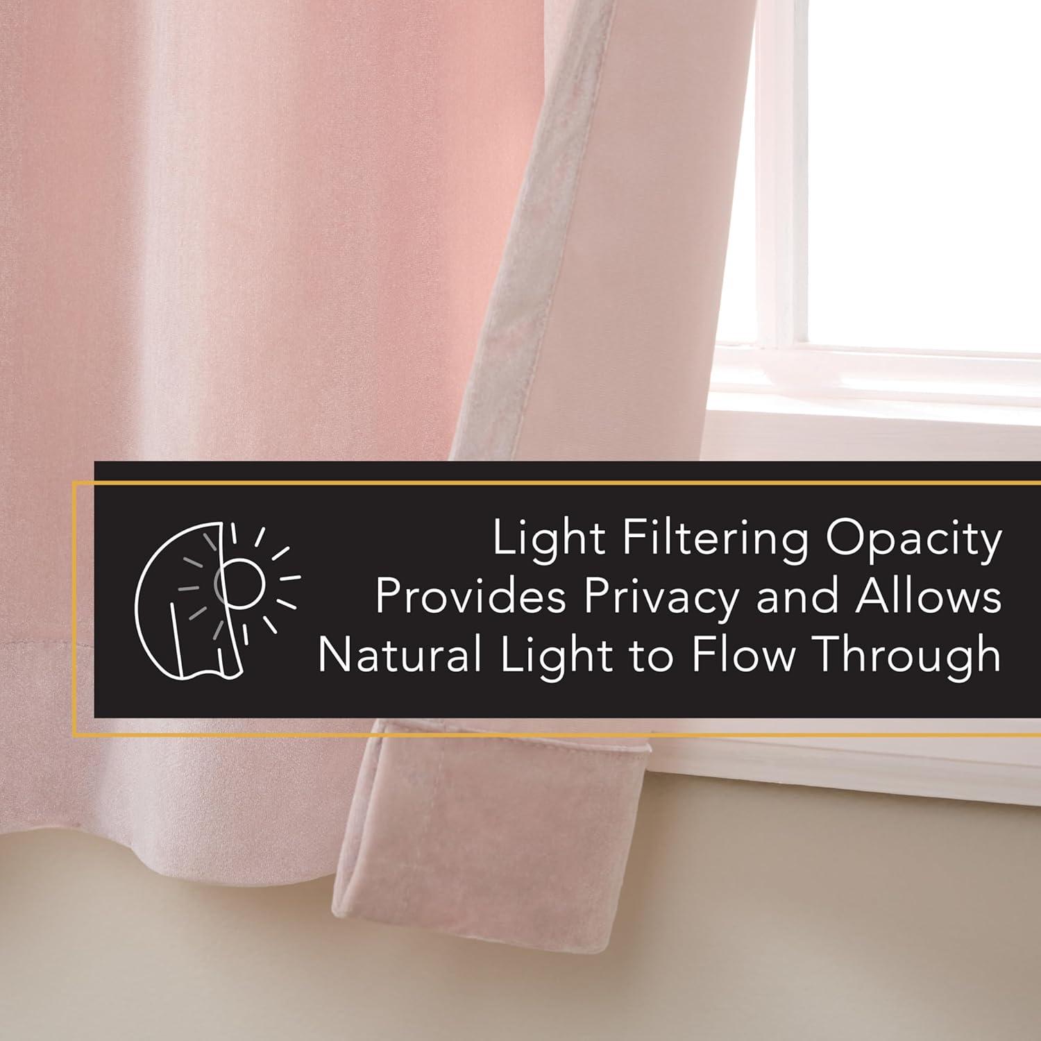 Set of 2 (96"x54") Velvet Heavyweight Pinch Pleat Top Curtain Panel Blush - Exclusive Home: Mid-Century Modern, Light Filtering