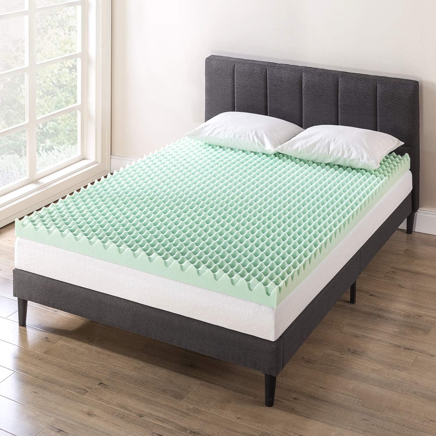 Full Size Green Egg Crate Memory Foam Mattress Topper