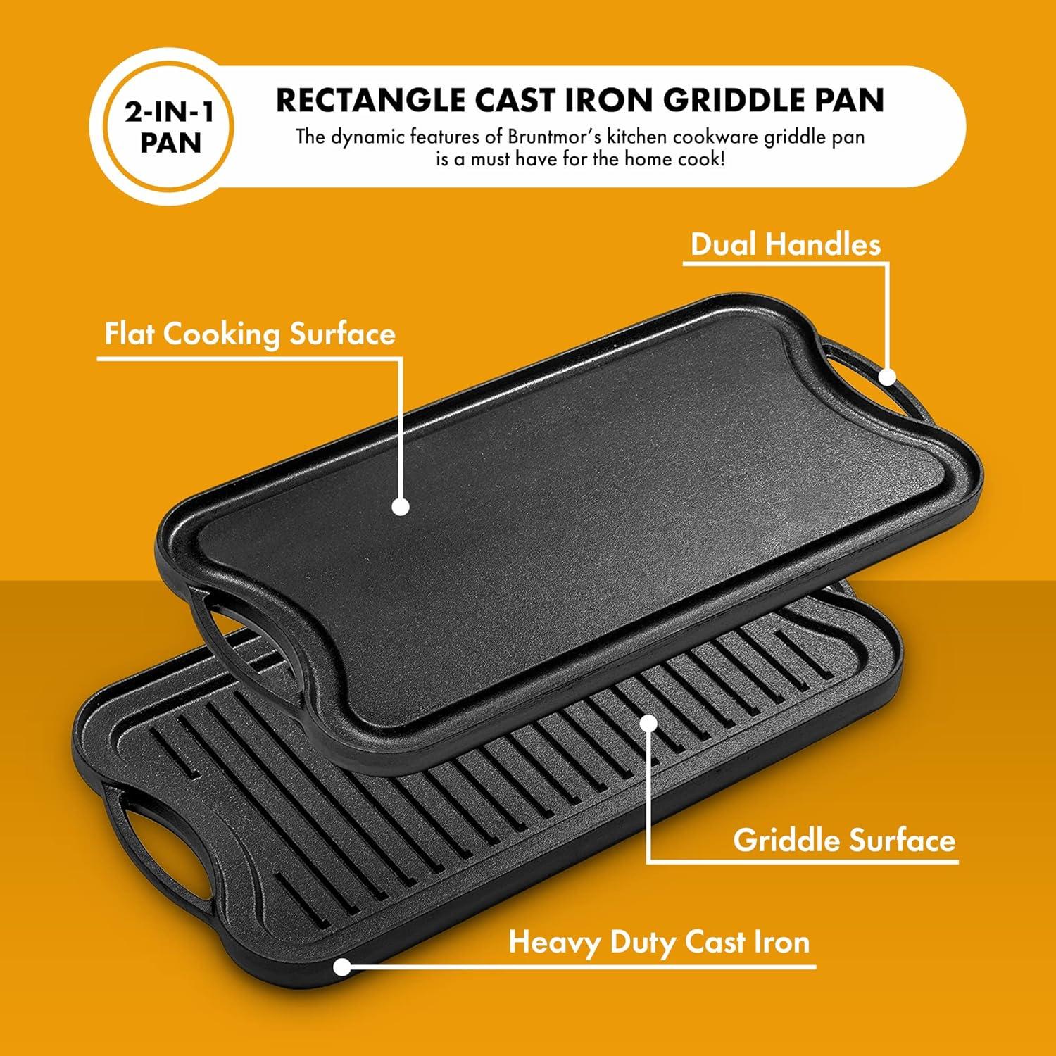 Bruntmor Pre-Seasoned 10.4'' Cast Reversible Griddle