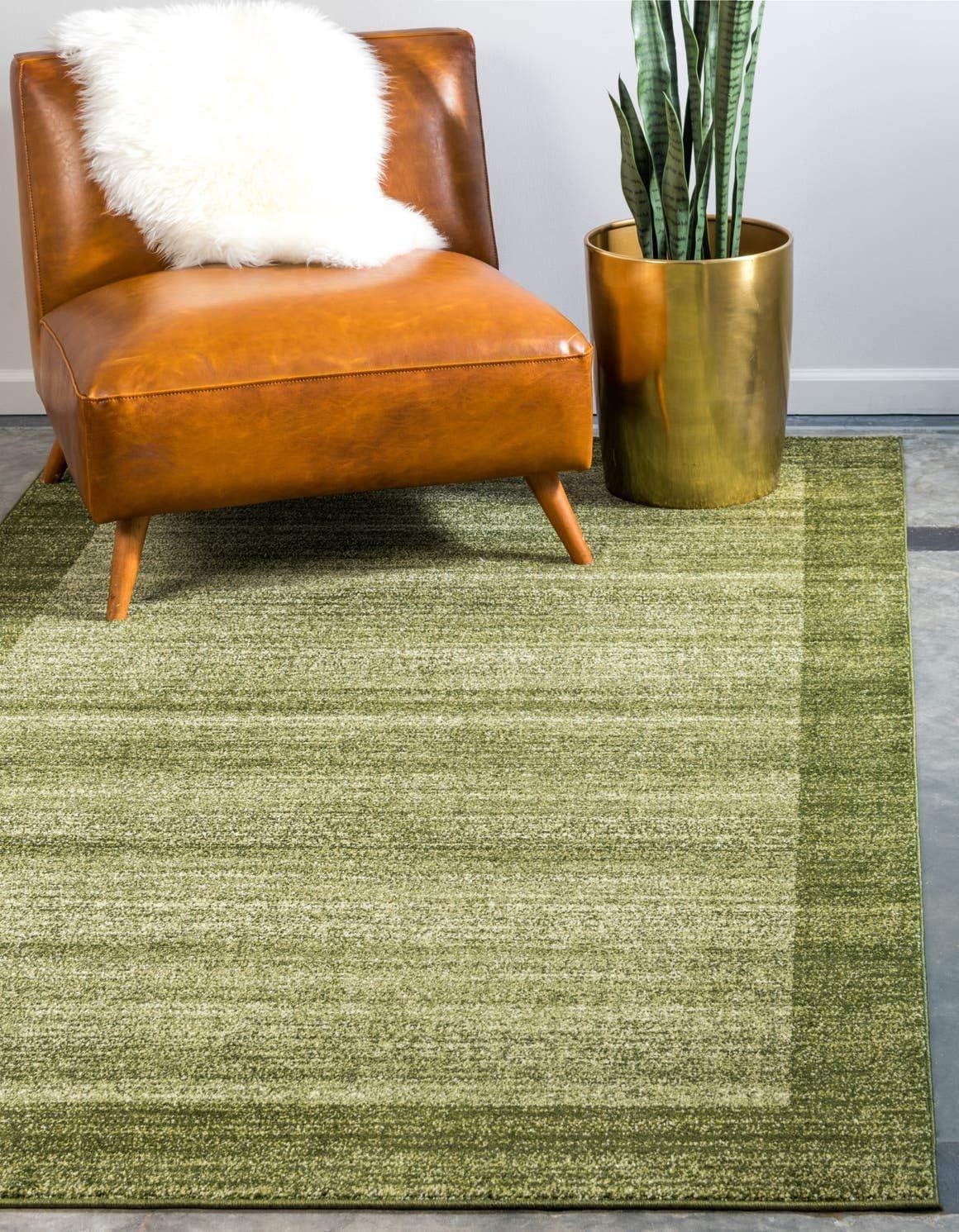 Unique Loom Del Mar Collection Area Rug - Abigail (6' 1" x 9' Rectangle Light Green/Ivory)