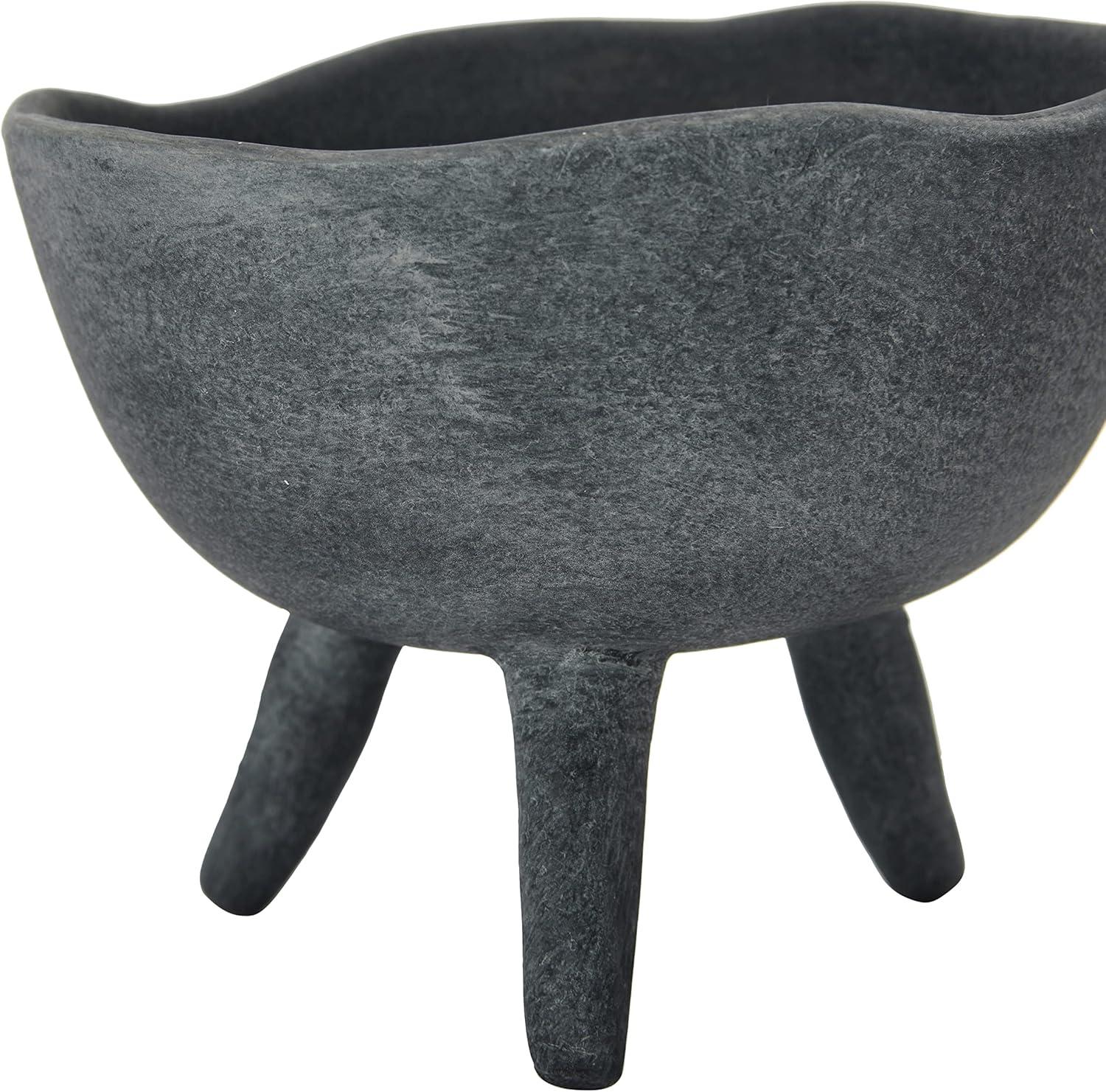 Creative Co-Op Boho Terracotta Footed Bowl, Matte Black