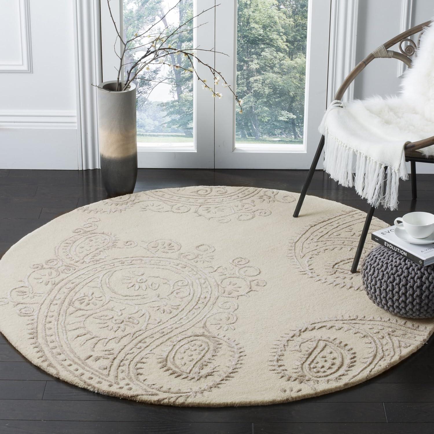 Ivory Beige 6' x 9' Hand-Tufted Wool Viscose Area Rug