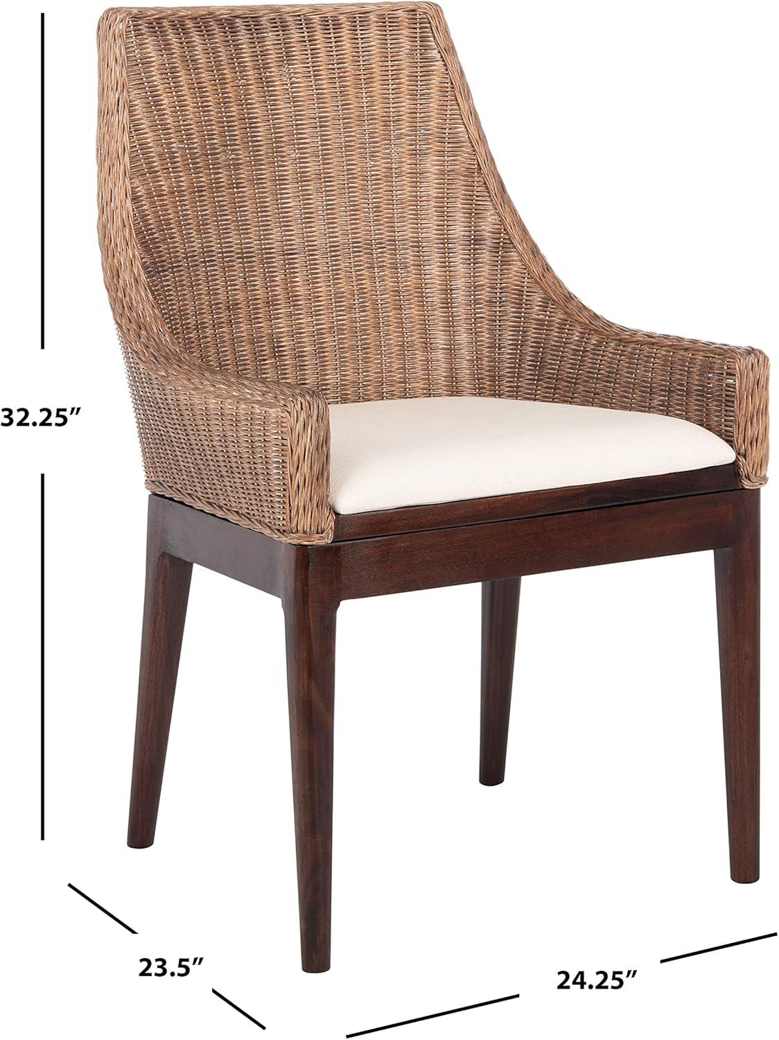 SAFAVIEH Franco Sloping Chairs, Brown/Natural/White (24.3 in. W x 23.5 in. D x 32.3 in. H)