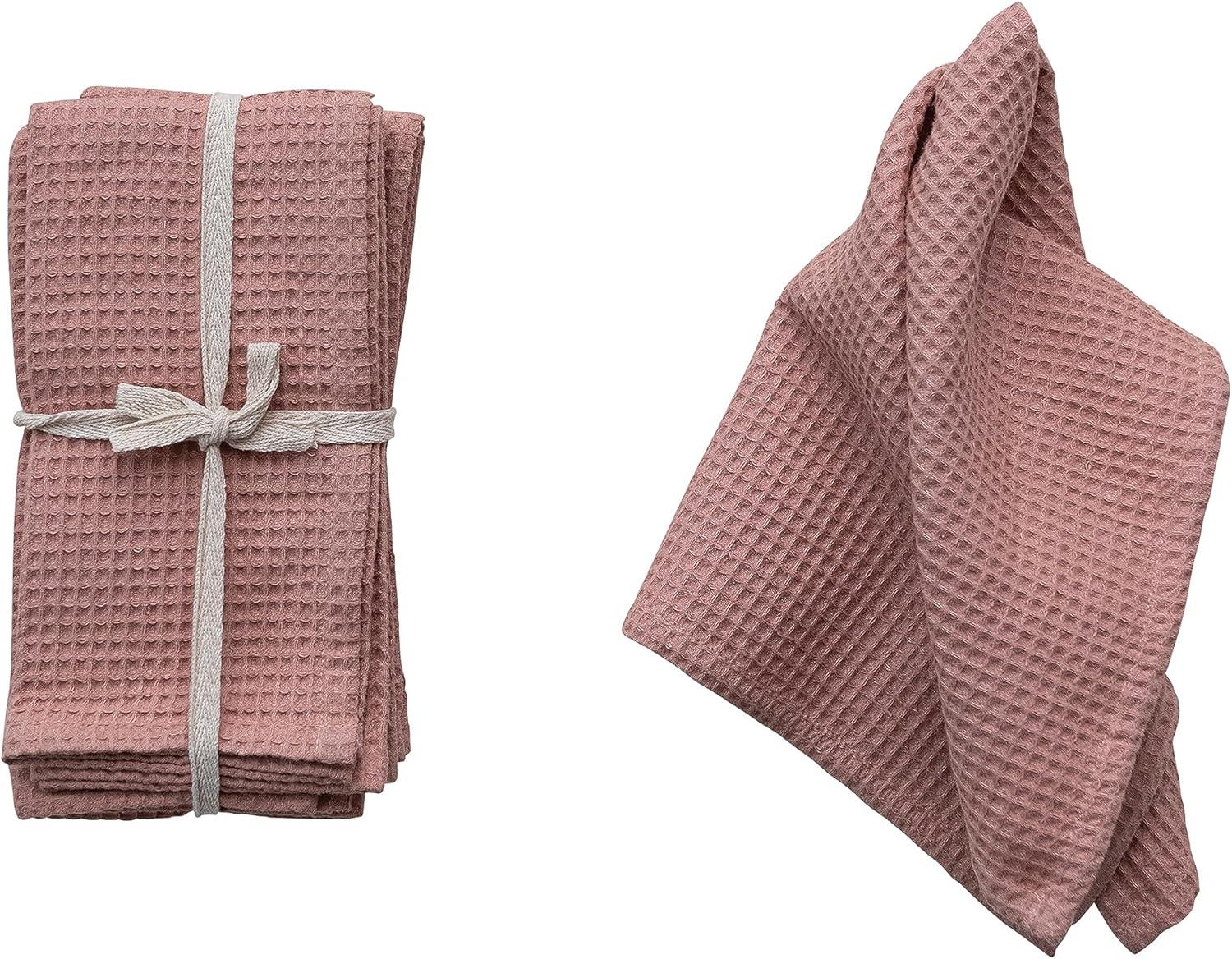 Putty Blush Woven Linen and Cotton Waffle Dinner Napkins