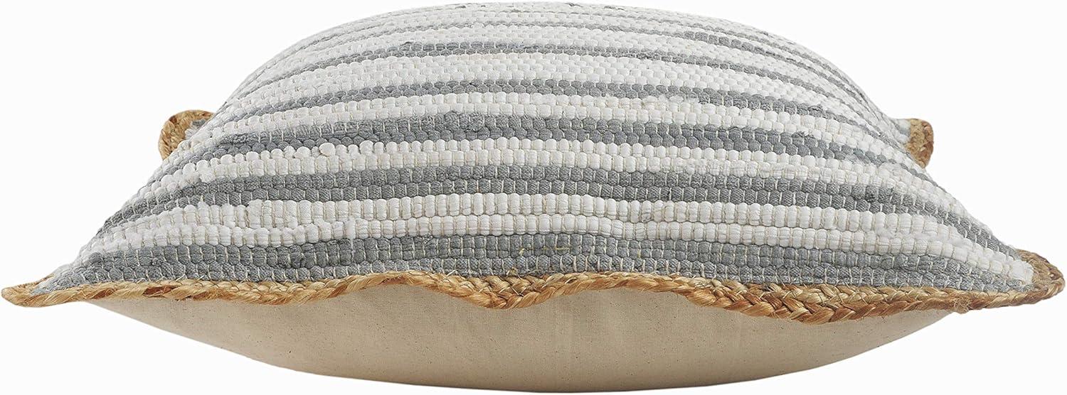 Ox Bay Ringo 18" x 18" Striped Gray Cotton and Jute Decorative Throw Pillow