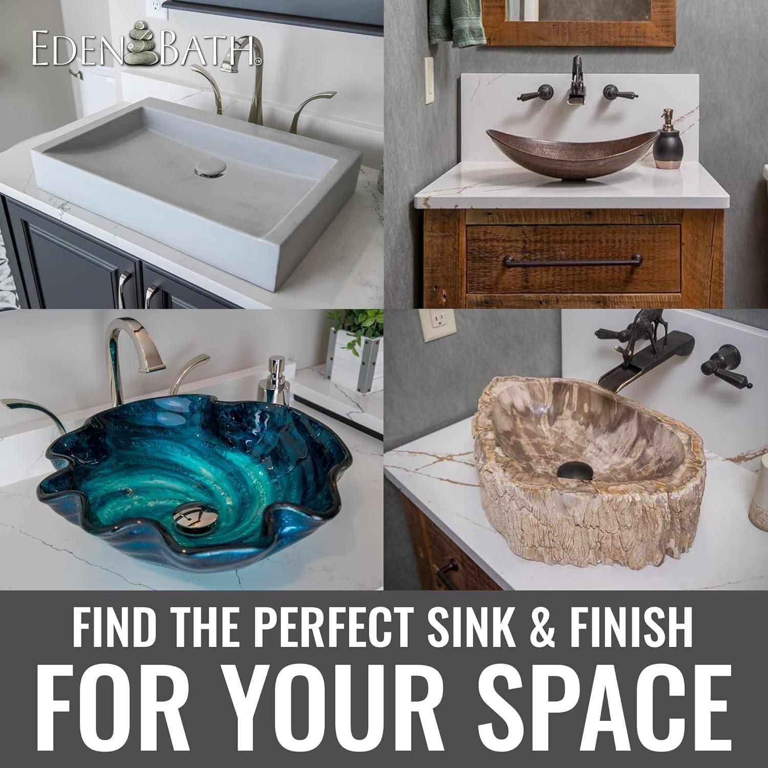 Eden Bath 16.38'' Tempered Glass Circular Bathroom Sink