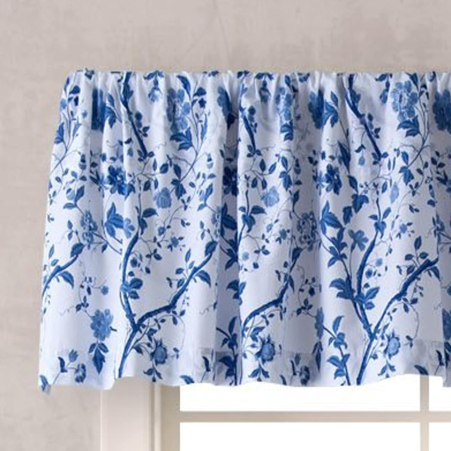 Charlotte Blue Floral Cotton Rod Pocket Valance