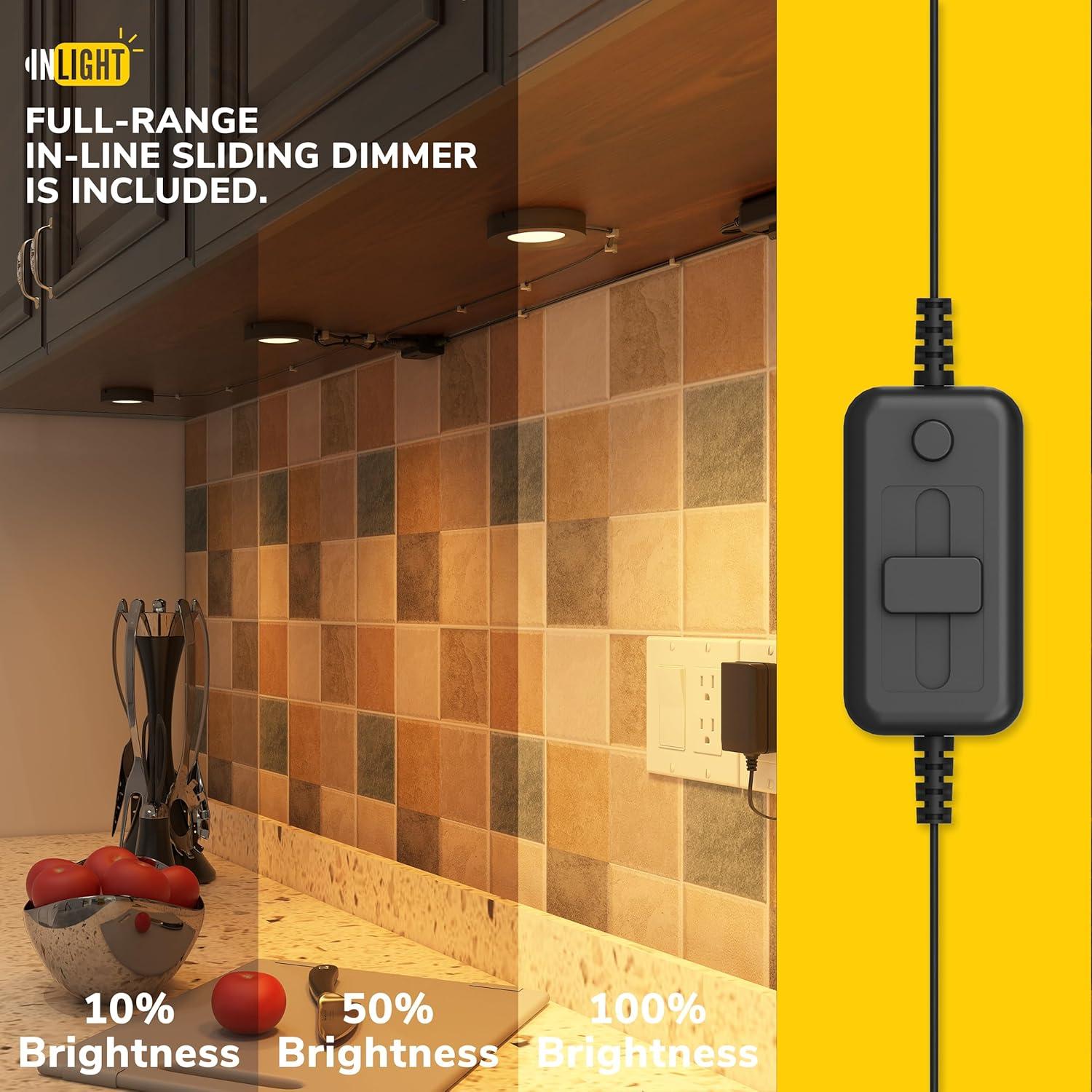 GETINLIGHT 2.75" Wide 3000K Dimmable LED Puck Lights Kit, Plug-in Installation with recessed or Surface Mounted, White Finished, Set of 3, IN-0102-3-WH