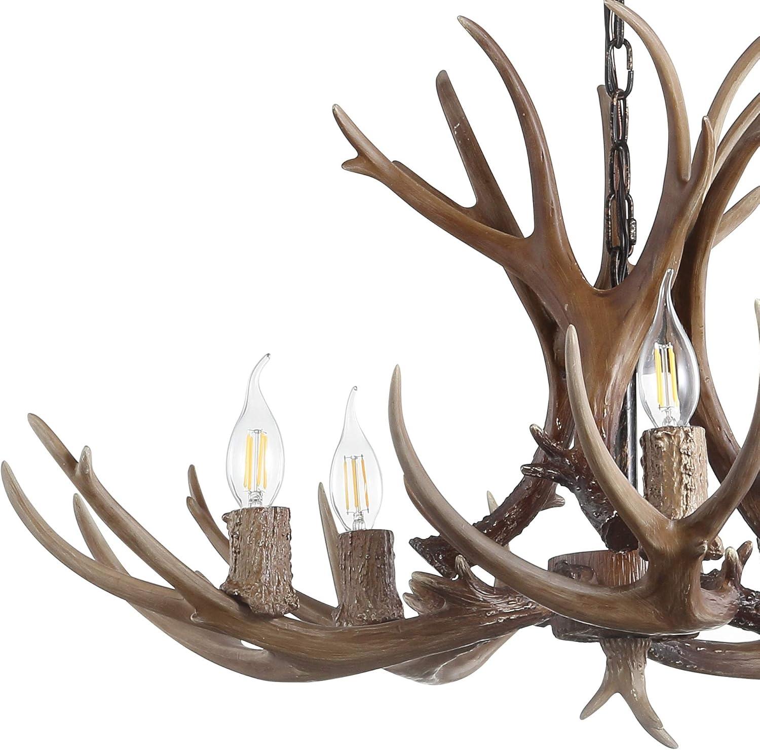 Eldora 30" Adjustable Resin Antler 5-Light LED Chandelier, Brown