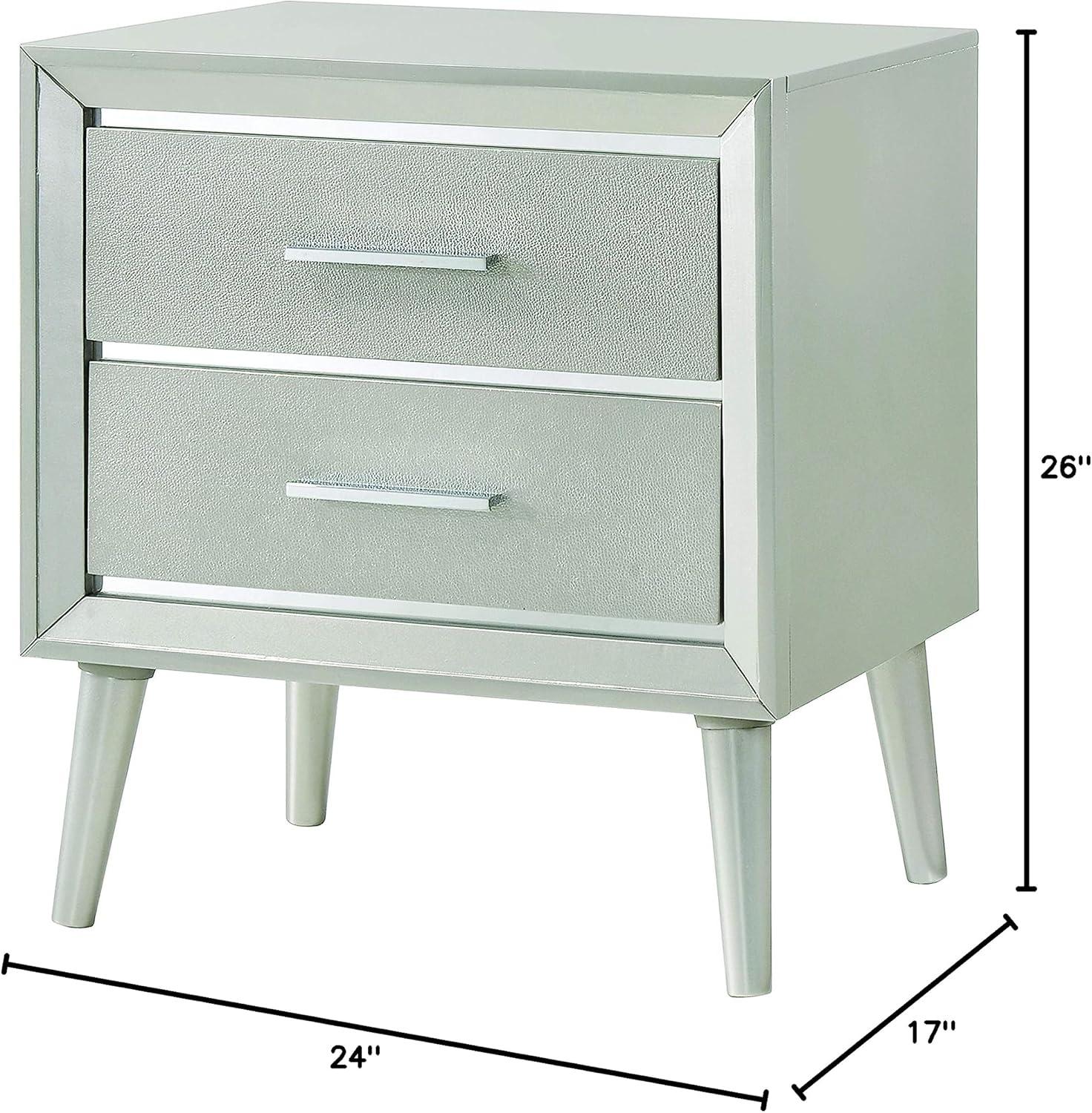 Ramon 2-drawer Nightstand Metallic Sterling