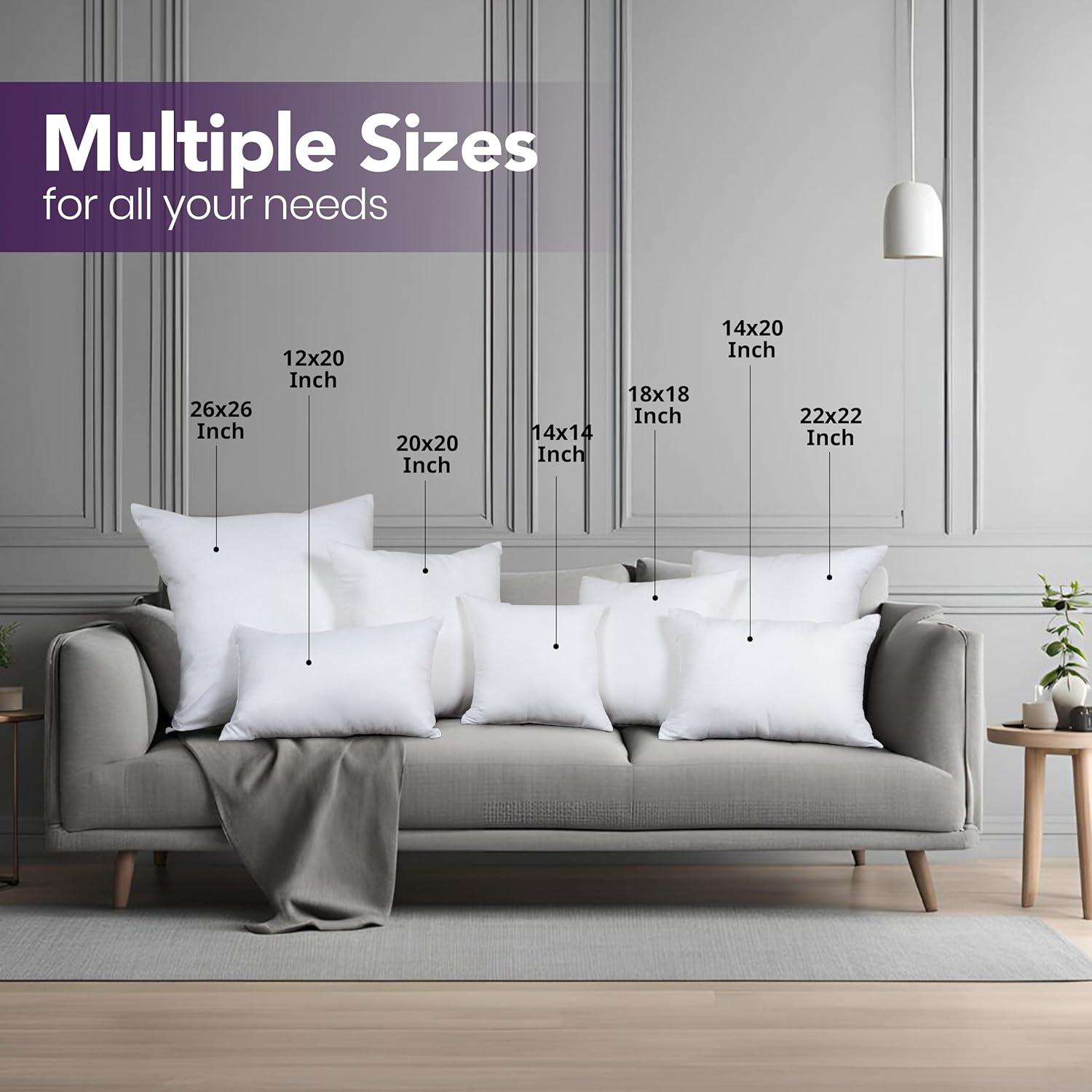 THROW PILLOW, SOFA PILLOW, OUT DOOR PILLOW, COUCH PILLOW, BEDDING PILLOW Inserts (Set of 2, White), 18x18 Inches - Lightweight Fillers for Sofa, Bed, and Home Décor (18x18 Inch (Pack of 2)