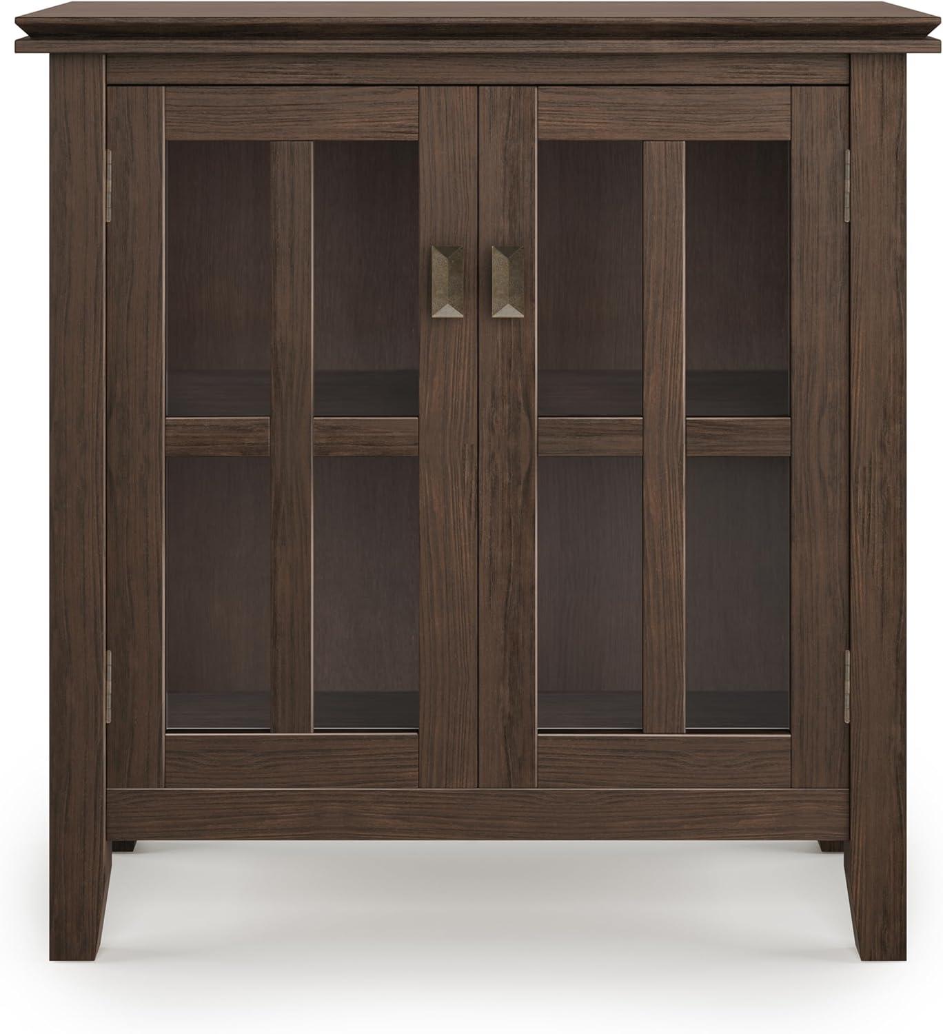 Simpli Home Artisan SOLID WOOD 30" Wide Contemporary Low Storage Cabinet in Farmhouse Brown