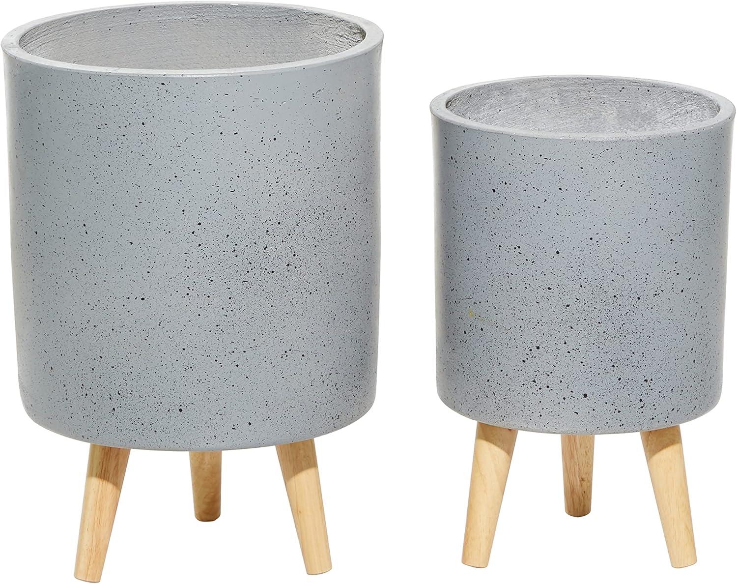 DecMode 12 In. Planter, MGO, Light Grey, 2 - Pieces