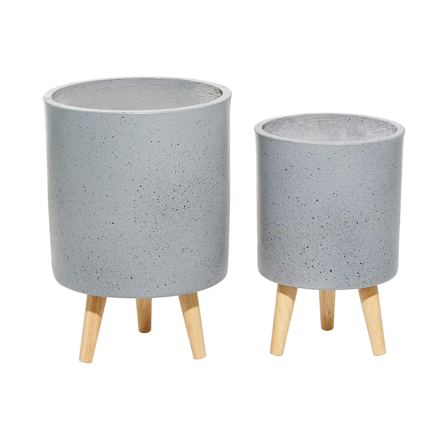 DecMode 12 In. Planter, MGO, Light Grey, 2 - Pieces