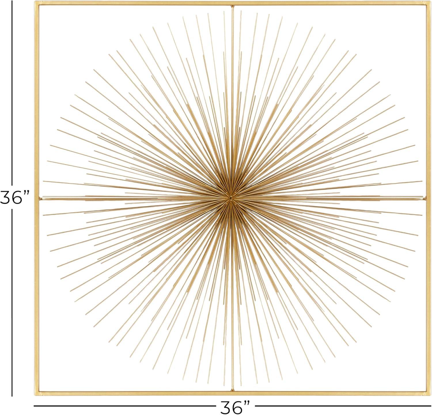 Metal Starburst Handmade Large 3D Wall Decor with Gold Frame Gold - CosmoLiving by Cosmopolitan