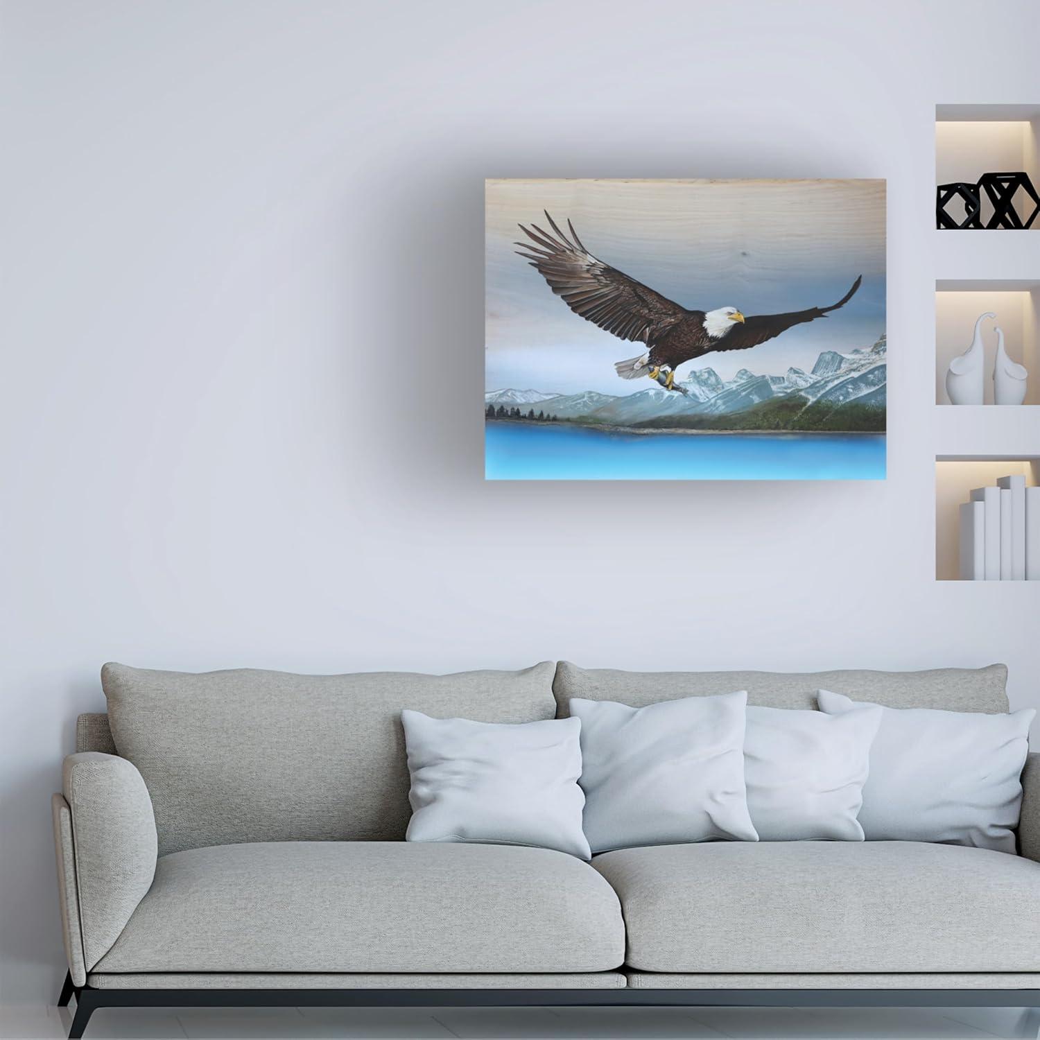 Canvas Wall Art - Jim Brune 'Bald Eagle Mountain' Wall Art for Living Room, Bedroom, or Office Décor by Trademark Fine Art - 19 x 14 Inches