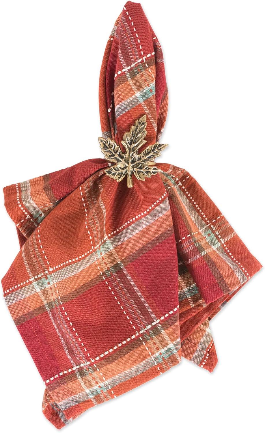 Autumn Spice Plaid Cotton Napkin Set - 20x20, 6 Piece