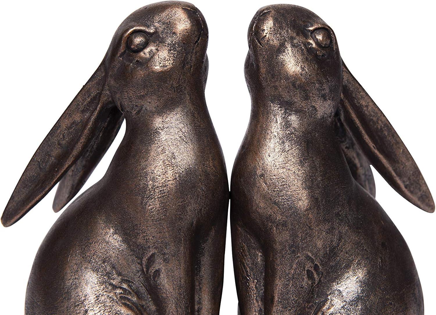 Bronze Resin Rabbit Bookends for Nursery Decor, Set of 2