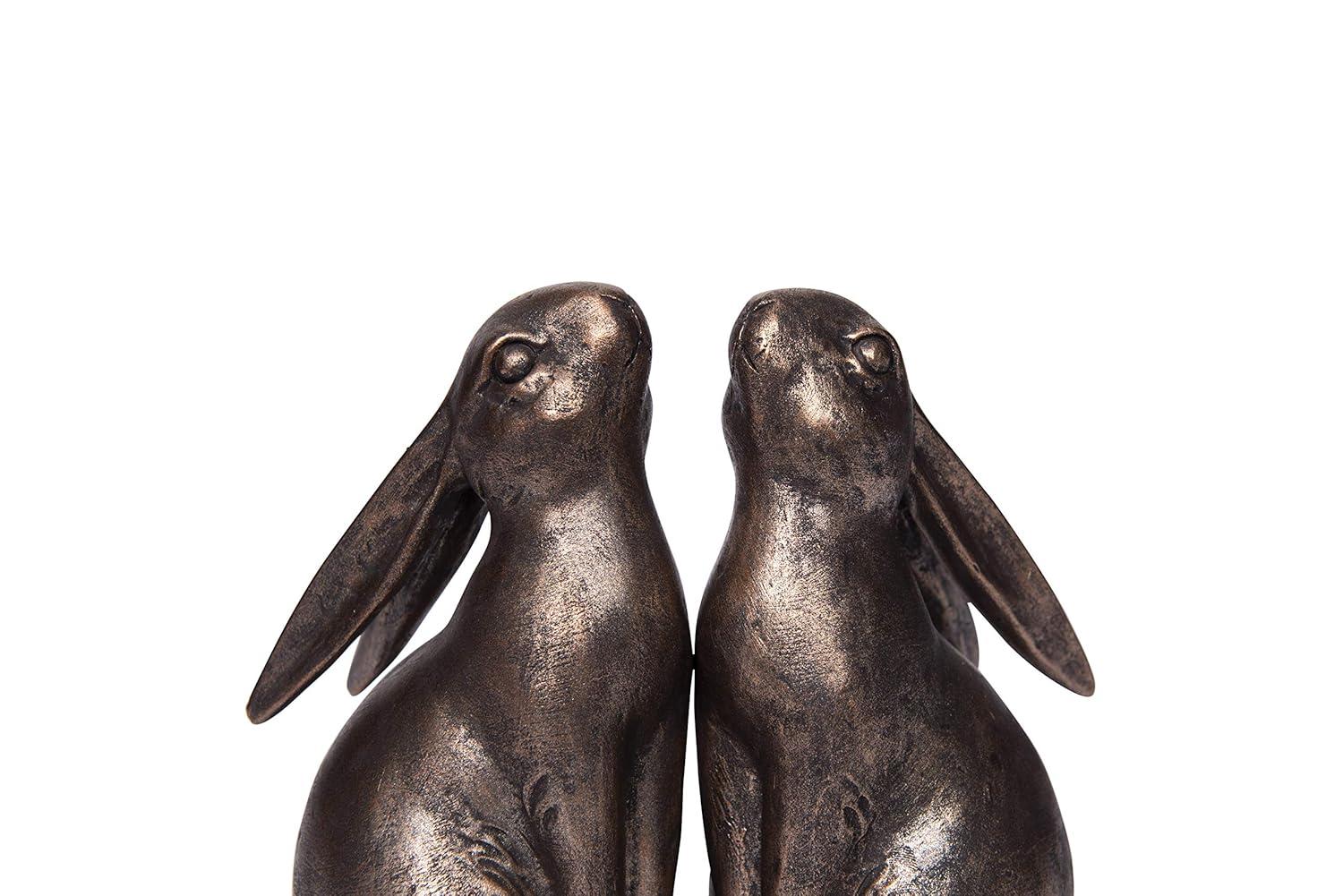 Bronze Resin Rabbit Bookends for Nursery Decor, Set of 2