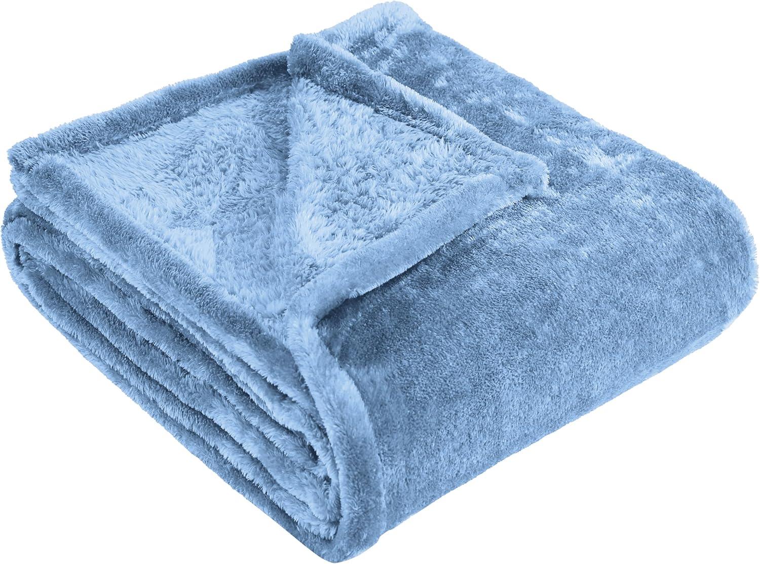 Superior Solid Polyester Reversible All-Season Fleece Throws Blanket