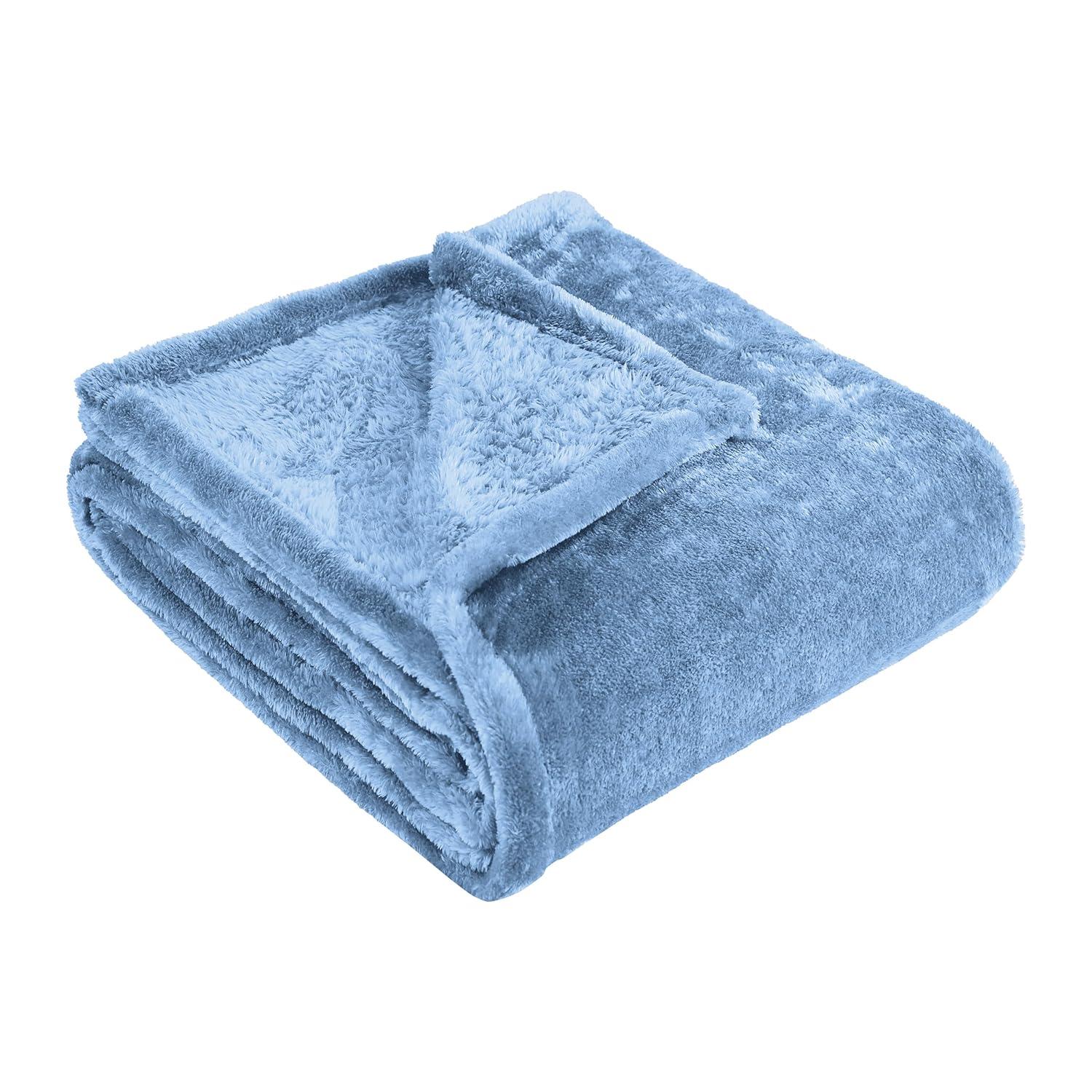 Superior Solid Polyester Reversible All-Season Fleece Throws Blanket