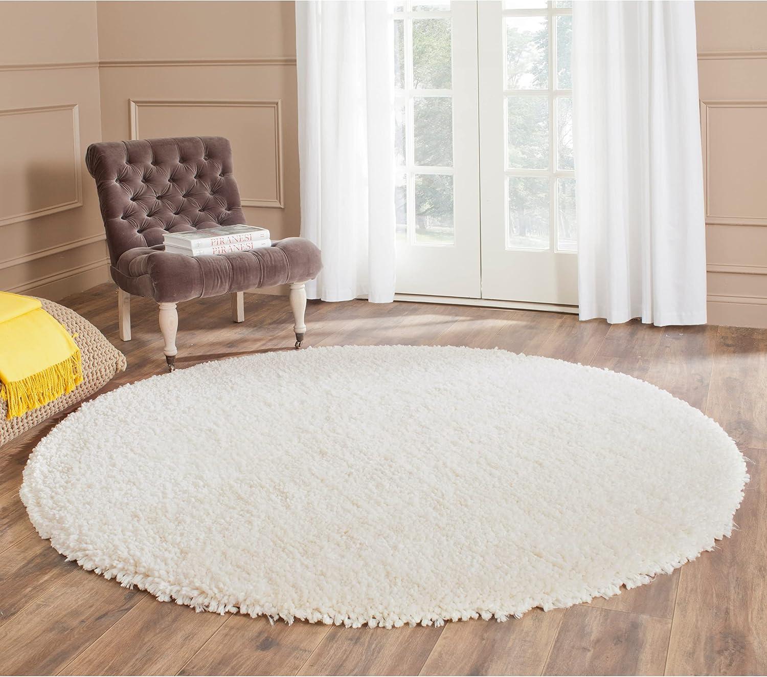 SAFAVIEH Popcorn Solid Polyester Shag Area Rug, Ivory, 3' x 5'