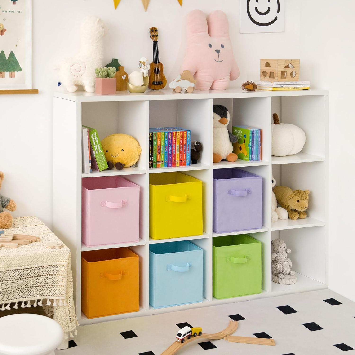 GRANNY SAYS 11 Inch Cube Storage Bins, Colorful Cube Storage Organizer, Fabric Storage Bins, Storage Cubes for Shelves, Closet, Toy Storage Bins for Kids Room, Play Room, Colour, 6-Pack