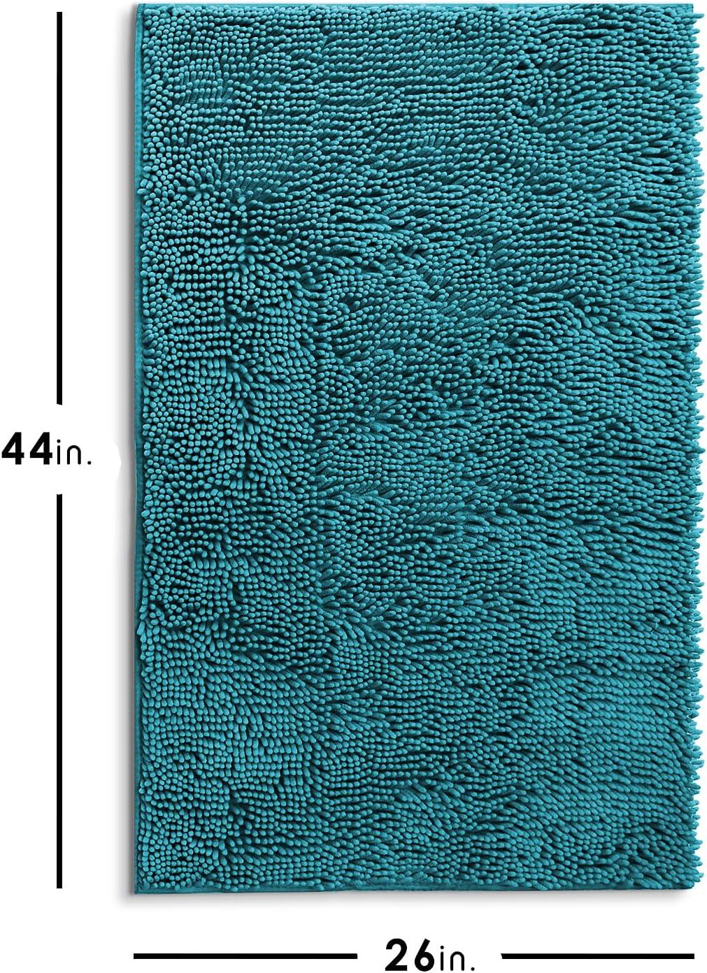 Hearth & Harbor Bathroom Rugs, 2 Piece Chenille Bath Mat Set - Teal Bath Rug, 17x24-20x32