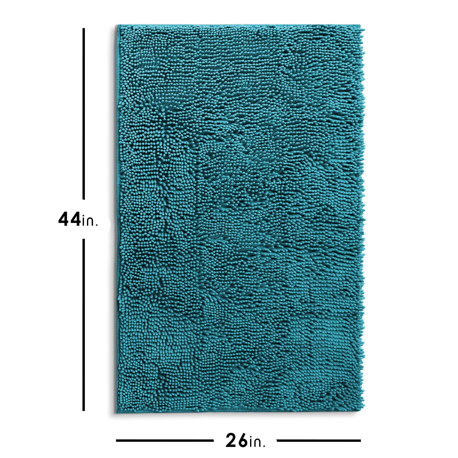 Hearth & Harbor Bathroom Rugs, 2 Piece Chenille Bath Mat Set - Teal Bath Rug, 17x24-20x32