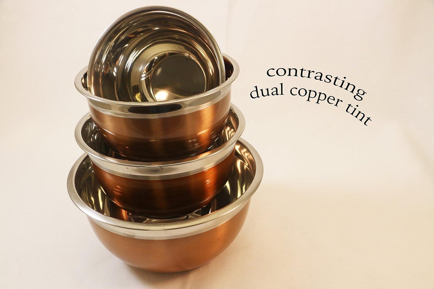 4-Piece Copper and Stainless Steel Mixing Bowl Set