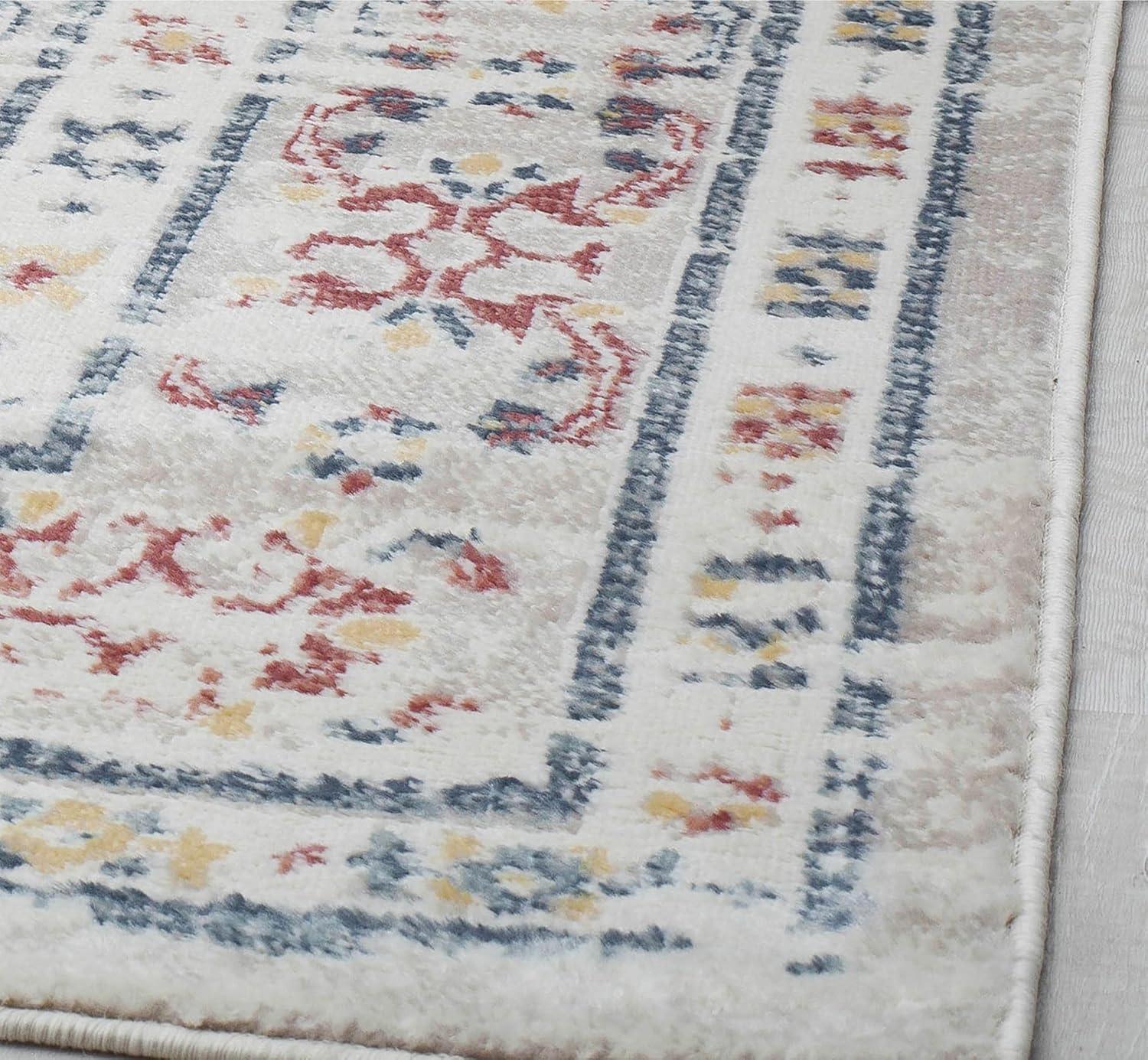 Rugs America Gallagher GL55D Flaxen Sundara Vintage Transitional Red Area Rug for Dining Room Rug Neutral Rug Living Room Rug Kitchen, 5'3"x7'