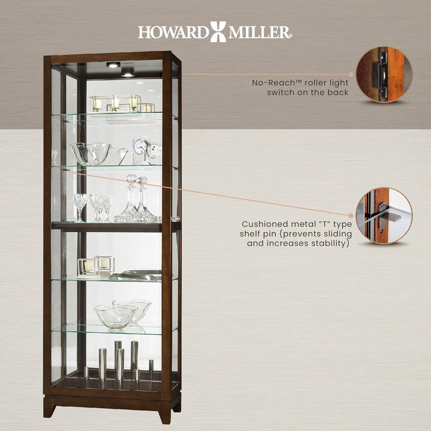 Espresso Lighted Glass Curio Cabinet with Adjustable Shelves