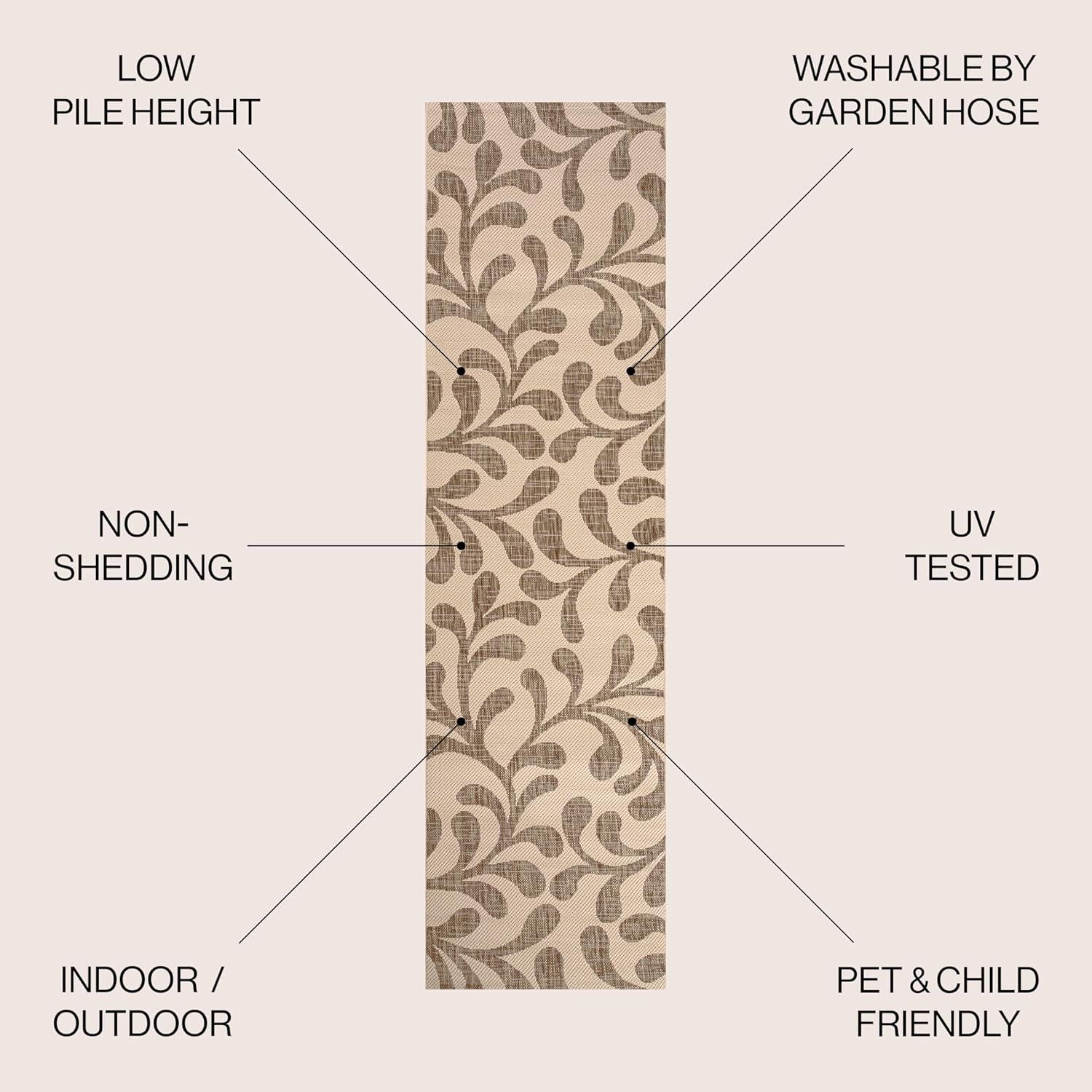 8'x10' Vine All Over Indoor/Outdoor Area Rug, Brown/Beige - JONATHAN Y