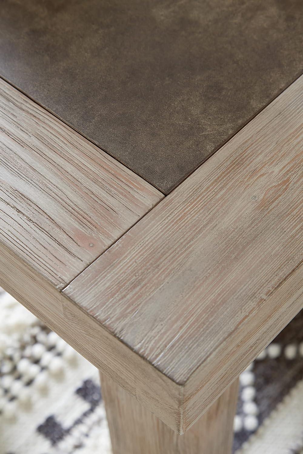 Hennington Contemporary Beige Pine Wood Rectangular End Table