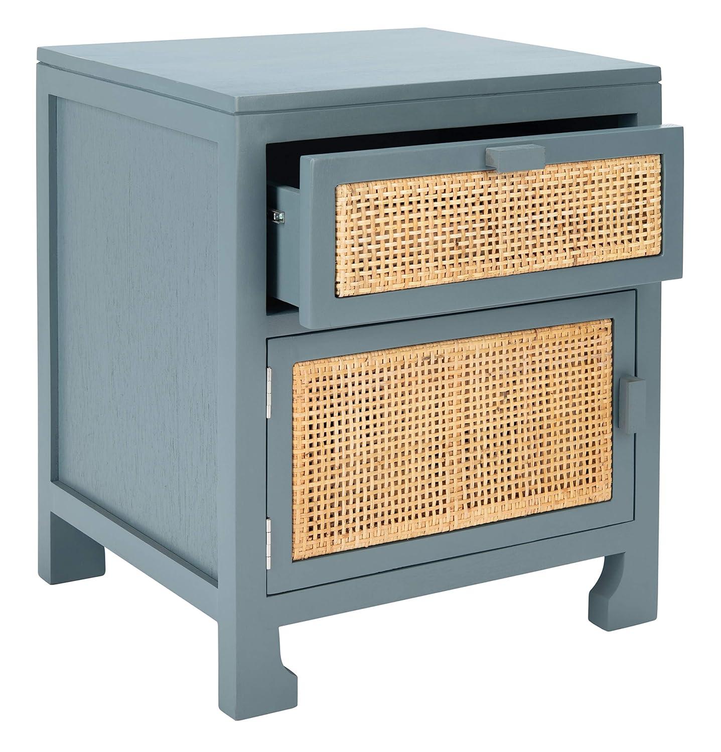 Dave 1 Drawer 1 Door Nightstand - Blue Grey/Natural - Safavieh.
