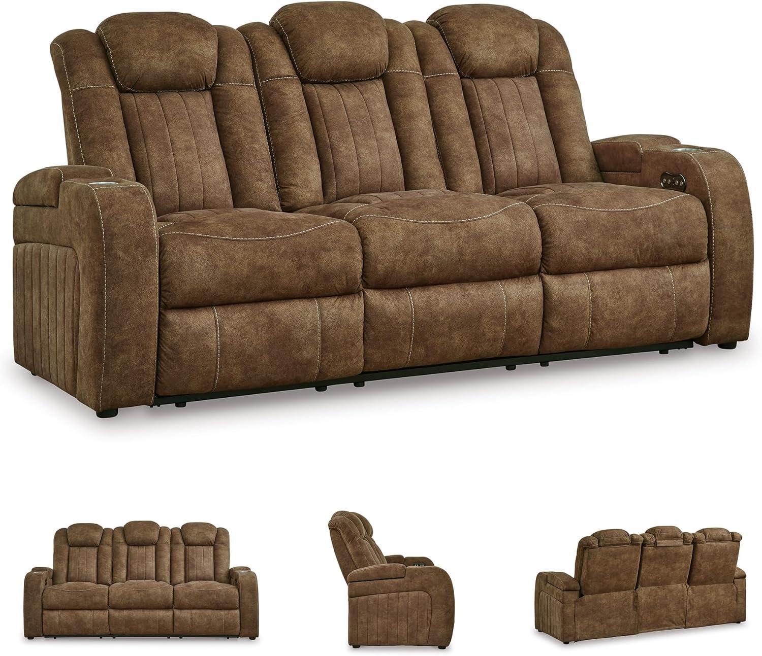 Signature Design by Ashley Wolfridge Brown Power Reclining Sofa