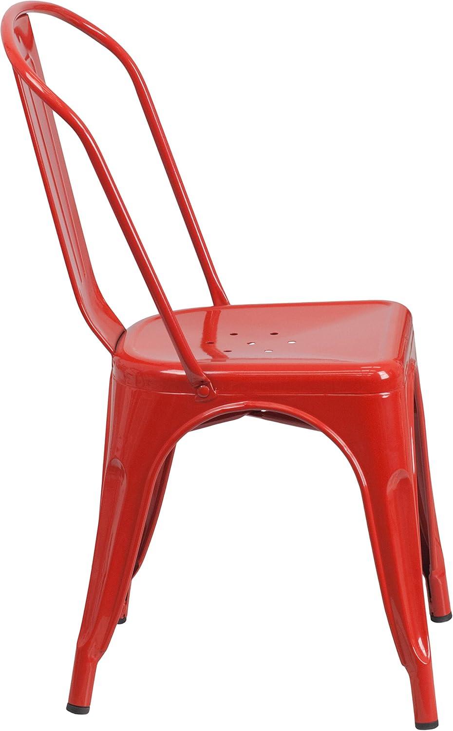 Emma Red Metal Indoor-Outdoor Stackable Dining Chair