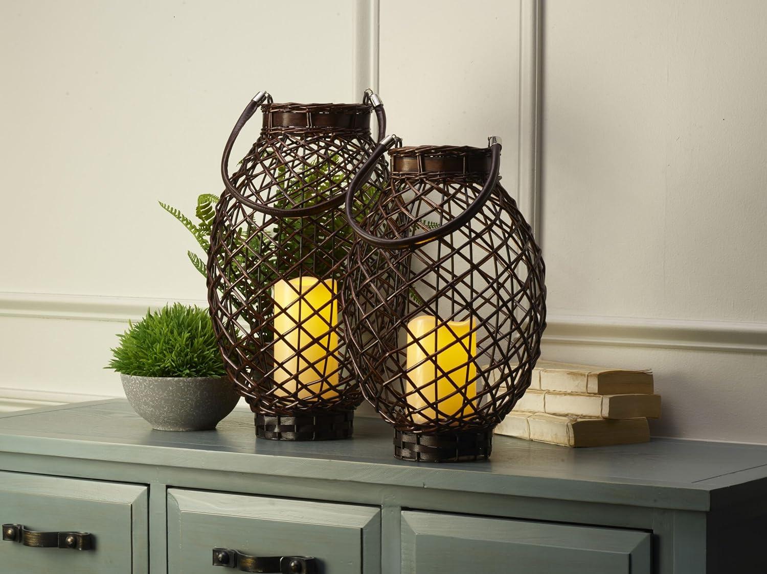 Wicker Tabletop Lantern with Candle Included