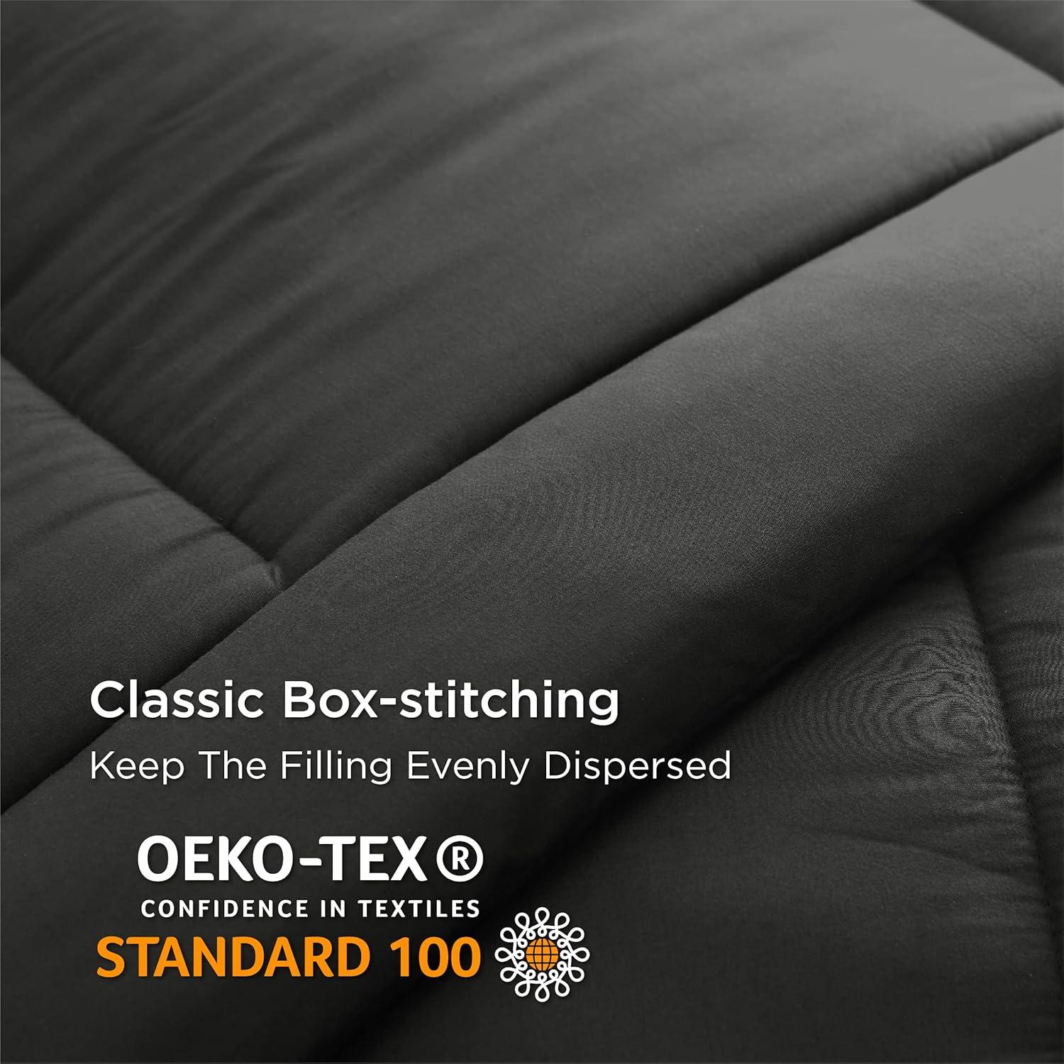 Bedsure Comforter Duvet Insert - Quilted Comforters Queen Size, All Season Duvet, GentleSoft Down Alternative Bedding, with 8 Tabs, Gifts for Women/Men, Black, Queen 88 x 88 Inches