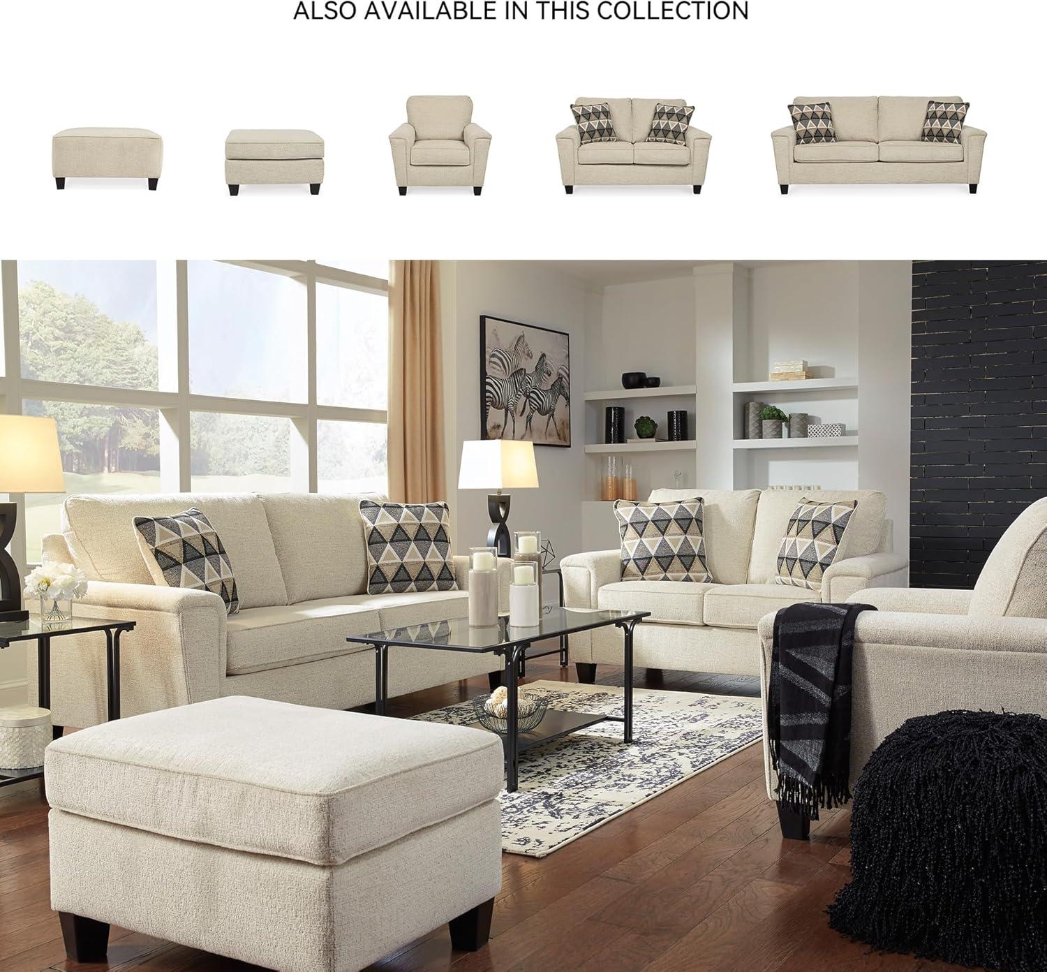 Oversized Abinger Accent Ottoman Natural - Signature Design by Ashley: Modern Square Upholstered Bench, Textured Finish