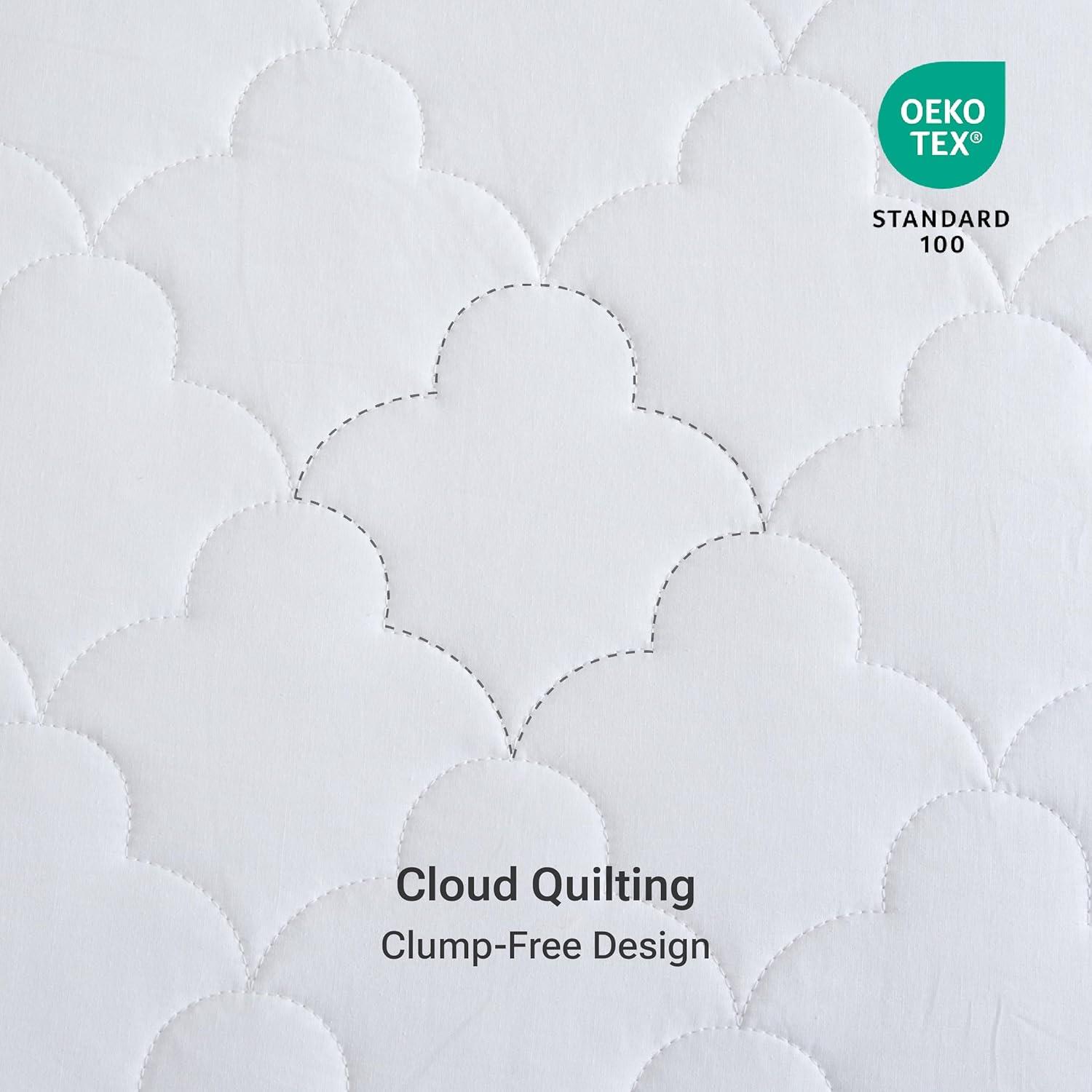 Sleep Philosophy King All Natural Cotton Percale Quilted Mattress Pad White: Cooling, 135 Thread Count, Fits 16" Depth