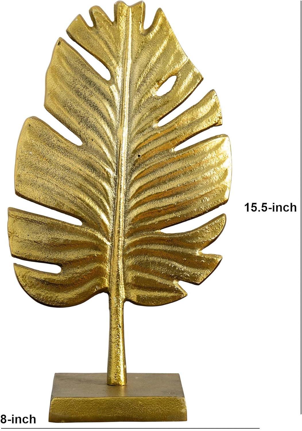 Nearly Natural 15.5in. Golden Leaf Sculpture Decorative Accent