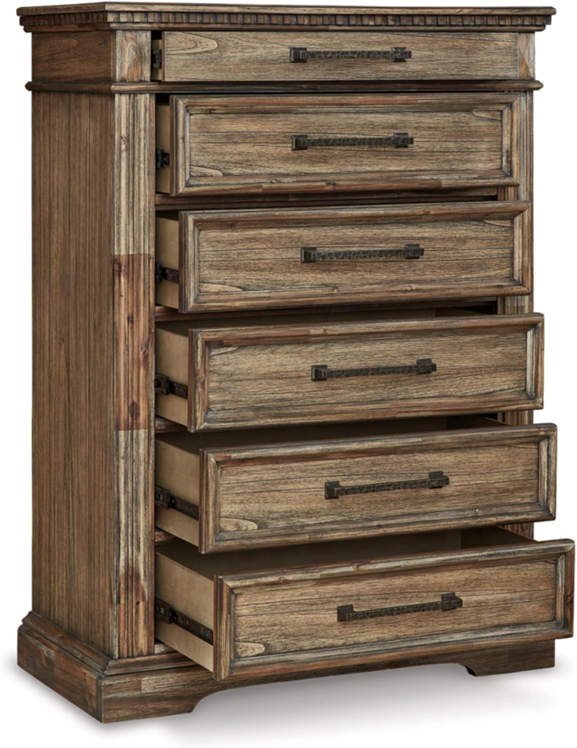 Brown Traditional 6-Drawer Chest with Soft Close and Felt Lined Drawers