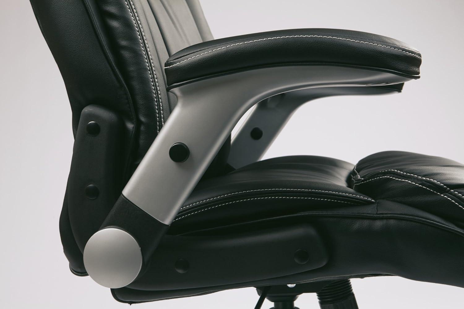 Bonded Leather Office Chair in Silver and Black