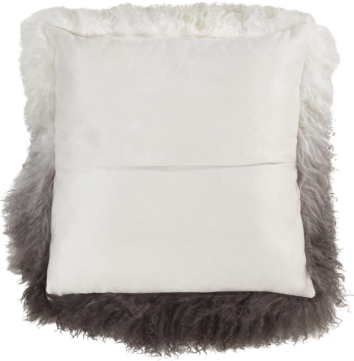 Slate Ombre Lamb Fur 20'' Throw Pillow