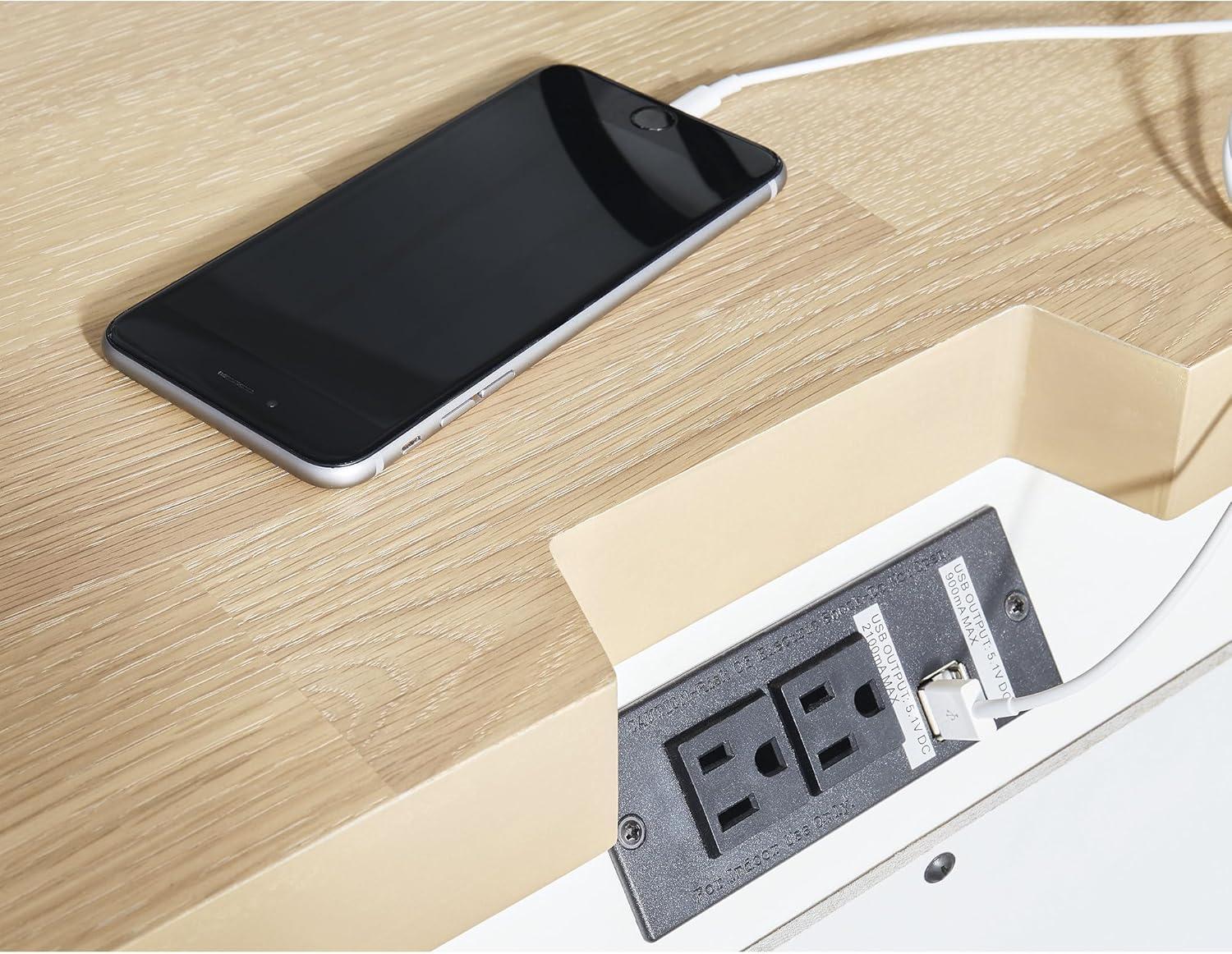 Signature Design by Ashley Ashbryn 3 Drawer Nightstand with USB ports, White
