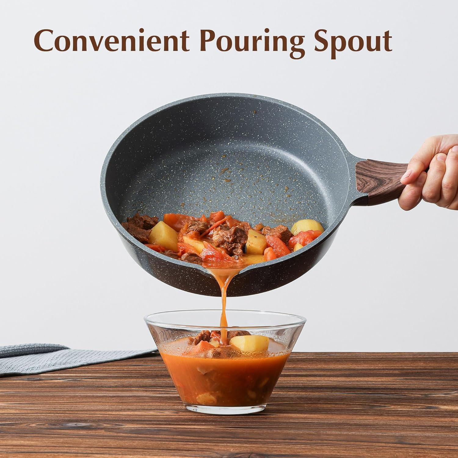 10-Inch Gray Nonstick Aluminum Frying Pan with Lid