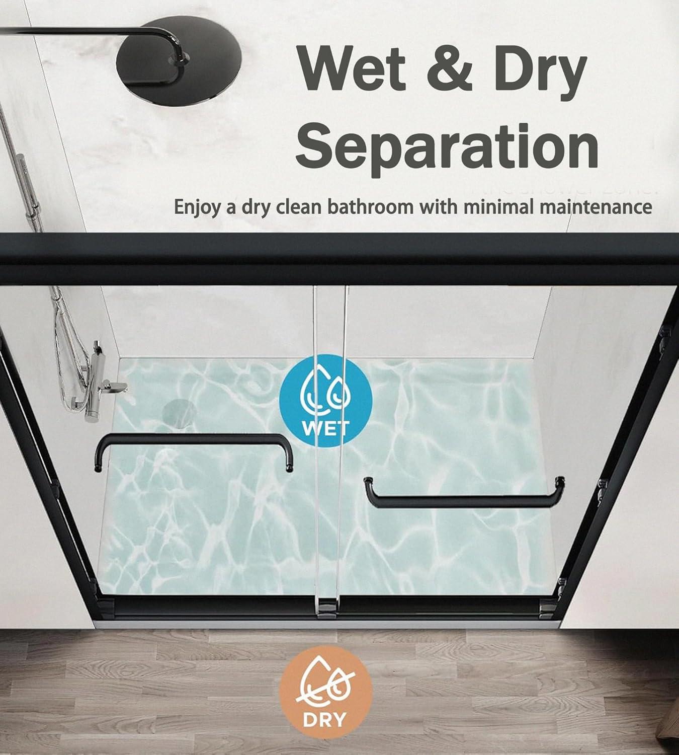 LOONGFIELD Sliding Shower Glass Door 56-60 In. W X 72 In. H, Adjustable Semi Frameless Shower Door, Certified Thick Clear Clear Tempered Glass, 304 Stainless Steel Handles ASTARQ-W2269P144324